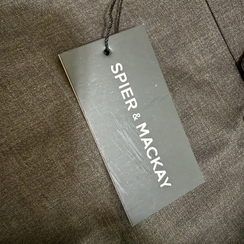 NWT Spier & Mackay Mens Wool Dress Pants Brown Slim Trousers 38x37 Unhemmed - Picture 2 of 7
